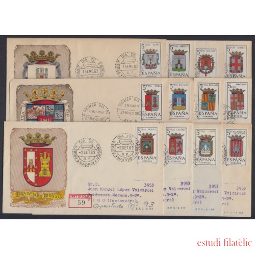 España Spain 1406/17 1962 Escudos de las Capitales de provincias españolas SPD Sobres Primer Día