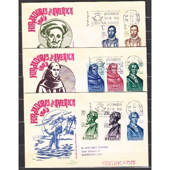 España Spain 1526/33 1963 Forjadores de America SPD Sobres Primer Día España Spain 1526/33 1963 Forjadores de America SPD Sobres Primer Día