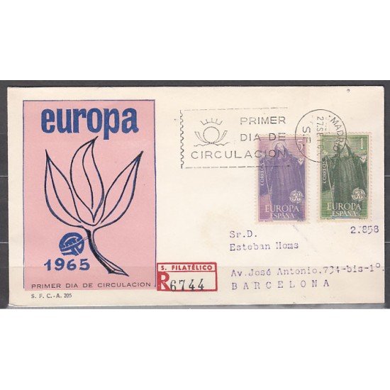 España Spain 1675/76 1965 Europa-CEPT SPD Sobre Primer Día España Spain 1675/76 1965 Europa-CEPT SPD Sobre Primer Día
