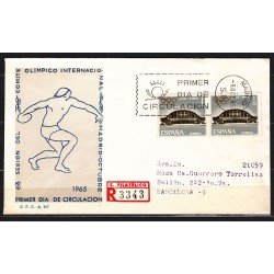 España Spain 1677 1965 Año LXIII Asamblea del Comité Olímpico Internacional SPD Sobre Primer Día España Spain 1677 1965 Año LXIII Asamblea del Comité Olímpico Internacional SPD Sobre Primer Día