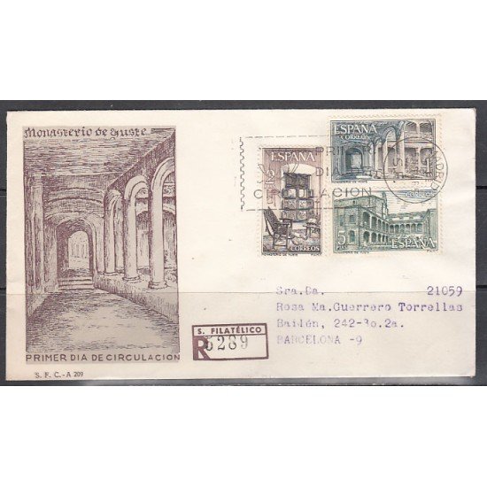 España Spain 1686/88 1965 Monasterio de Yuste SPD Sobre Primer Día España Spain 1686/88 1965 Monasterio de Yuste SPD Sobre Primer Día