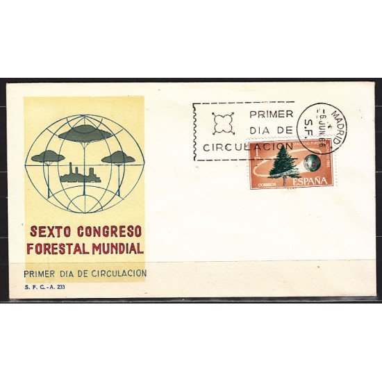 España Spain 1736 1966 Congreso forestal SPD Sobre Primer Día España Spain 1736 1966 Congreso forestal SPD Sobre Primer Día