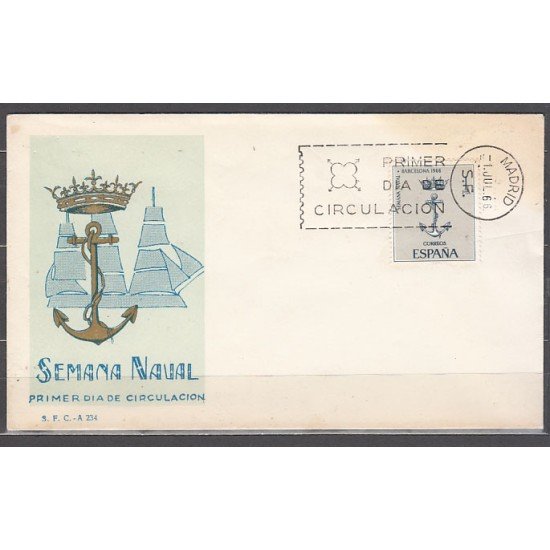 España Spain 1737 1966 Semana naval de Barcelona SPD Sobre Primer Día España Spain 1737 1966 Semana naval de Barcelona SPD Sobre Primer Día