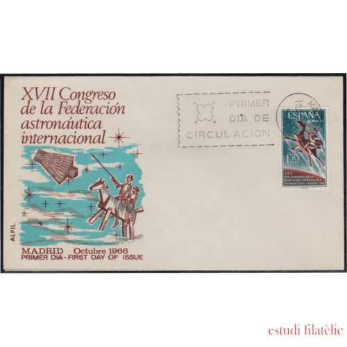 España Spain 1749 1966 XVII Congreso de la Federación Astronáutica Internacional SPD Sobre Primer Día