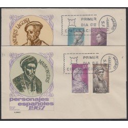España Spain 1791/94 1967 Personajes Españoles SPD Sobre Primer Día España Spain 1791/94 1967 Personajes Españoles SPD Sobre Primer Día