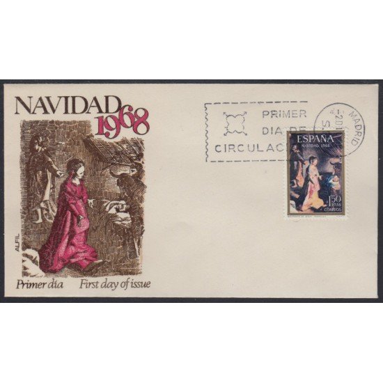 España Spain 1897 1968 Navidad SPD Sobre Primer Día España Spain 1897 1968 Navidad SPD Sobre Primer Día