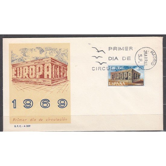 España Spain 1921 1969 Europa-CEPT SPD Sobre Primer Día España Spain 1921 1969 Europa-CEPT SPD Sobre Primer Día