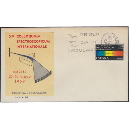 España Spain 1924 1969 XV Coloquium Spectroscopicum Internationale SPD Sobre Primer Día España Spain 1924 1969 XV Coloquium Spectroscopicum Internationale SPD Sobre Primer Día