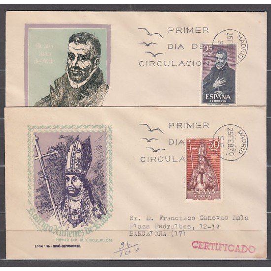 España Spain 1961/62 1970 Personajes españoles SPD Sobre Primer Día España Spain 1961/62 1970 Personajes españoles SPD Sobre Primer Día