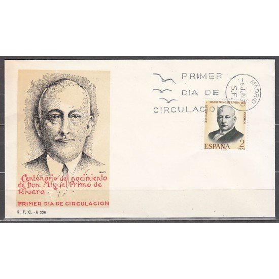 España Spain 1976 1970 Cº del nacimiento de Miguel Primo de Rivera SPD Sobre Primer Día España Spain 1976 1970 Cº del nacimiento de Miguel Primo de Rivera SPD Sobre Primer Día