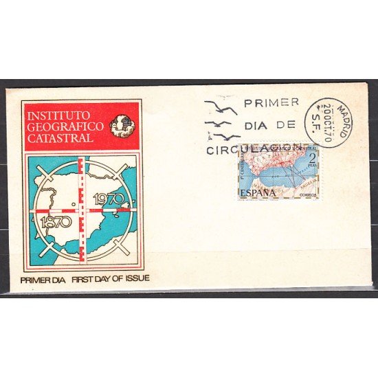España Spain 2001 Centenario del Instituto Geográfico y Catastral Año 1970 SPD Sobre Primer Día España Spain 2001 Centenario del Instituto Geográfico y Catastral Año 1970 SPD Sobre Primer Día