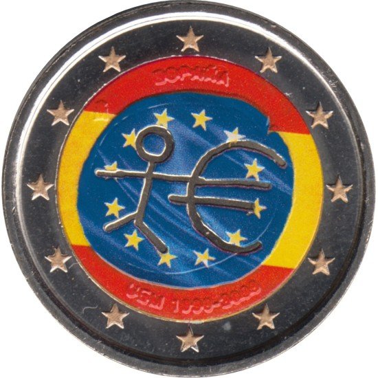 España 2009 2 € euros conmemorativos Color X Aniv EMU Unión Económica Monetaria España 2009 2 € euros conmemorativos Color X Aniv EMU Unión Económica Monetaria