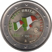 Italia 2011 2 € euros conmemorativos Color 150º Aniv. de la Unificación italiana