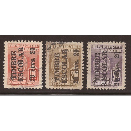 Ecuador 534/36 1951 Campaña Alfabetización Usados Ecuador 534/36 1951 Campaña Alfabetización Usados