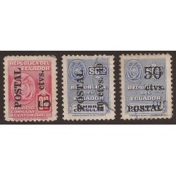 Ecuador 540/42 1952 Servicio consular Usados Ecuador 540/42 1952 Servicio consular Usados