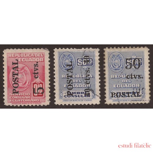 Ecuador 540/42 1952 Servicio consular Usados