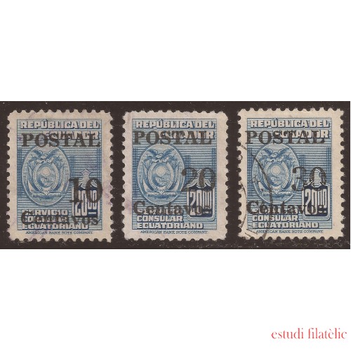 Ecuador 555/57 1952 Servicio Consular Usados