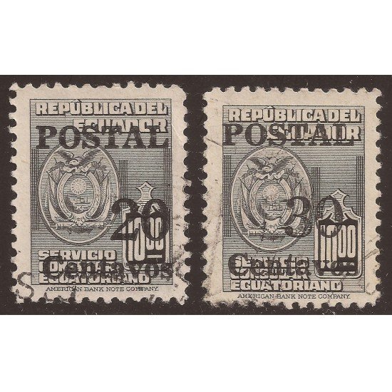 Ecuador 562/63 1953 Servicio consular Usados Ecuador 562/63 1953 Servicio consular Usados