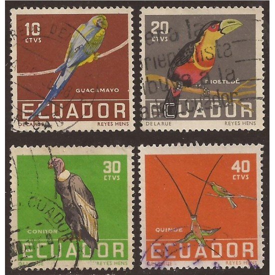 Ecuador 632/35 1958 Pájaro bird Usados Ecuador 632/35 1958 Pájaro bird Usados