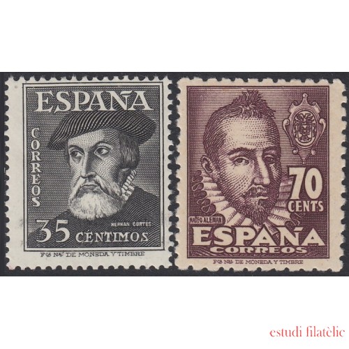 España Spain 1035/36 1948 Hernán Cortés Mateo Alemán  MNH