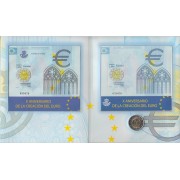 España Spain 2009 Cartera Oficial Moneda 2€ euros X aniversario  euro HB + Pruba Lujo FNMT 