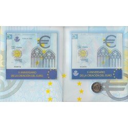 España Spain 2009 Cartera Oficial Moneda 2€ euros X aniversario  euro HB + Pruba Lujo FNMT