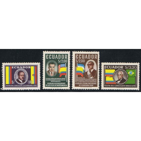 Ecuador 637/40 1958 Santamaría Nixon Villeda Maceda MH Ecuador 637/40 1958 Santamaría Nixon Villeda Maceda MH