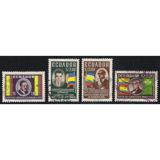 Ecuador 637/40 1958 Santamaría Nixon Villeda Maceda Usados Ecuador 637/40 1958 Santamaría Nixon Villeda Maceda Usados