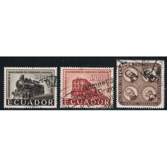 Ecuador 641/43 1958 Tren Train Guayaquil Quito Usados Ecuador 641/43 1958 Tren Train Guayaquil Quito Usados