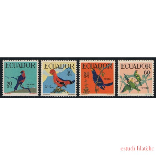 Ecuador 644/47 1958 1959 Pájaros birds Cardinal Coq Cassique MNH