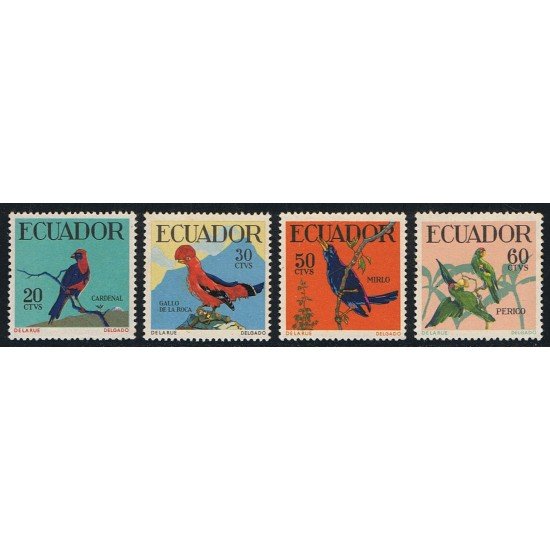 Ecuador 644/47 1958 1959 Pájaros birds Cardinal Coq Cassique MNH Ecuador 644/47 1958 1959 Pájaros birds Cardinal Coq Cassique MNH