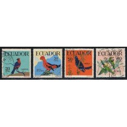 Ecuador 644/47 1958 1959 Pájaros birds Cardinal Coq Cassique Usados Ecuador 644/47 1958 1959 Pájaros birds Cardinal Coq Cassique Usados