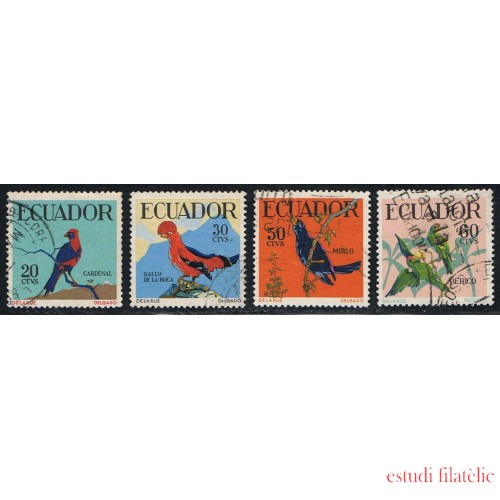 Ecuador 644/47 1958 1959 Pájaros birds Cardinal Coq Cassique Usados