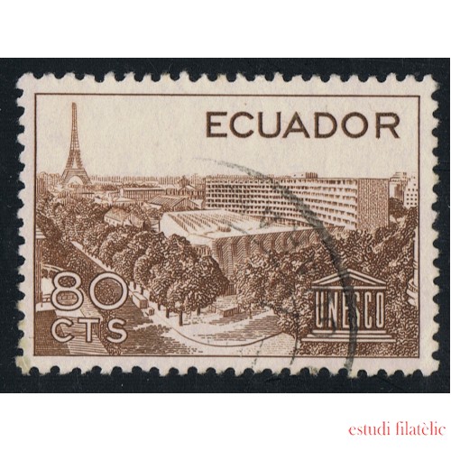 Ecuador 648 1958 UNESCO Paris Torre Eiffel Usado
