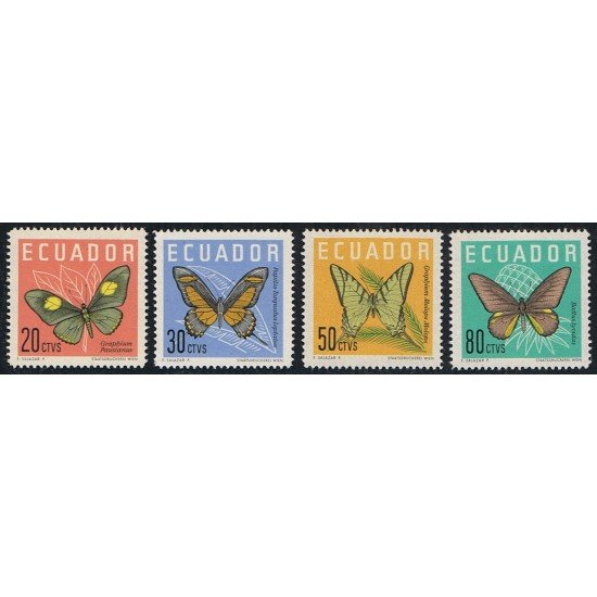 Ecuador 676/79 1961 Mariposas butterfly MH