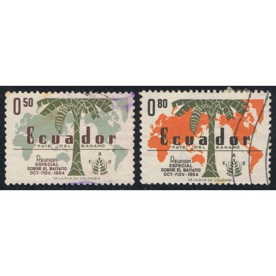 Ecuador 720/21 1964 Reunión especial Banano Usados Ecuador 720/21 1964 Reunión especial Banano Usados
