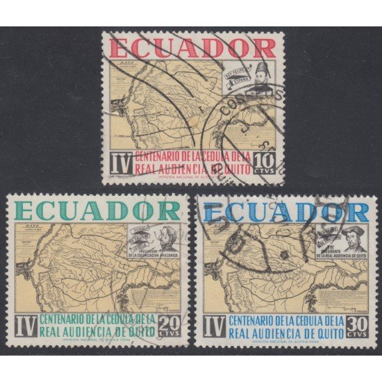 Ecuador 723/25 1964 Cº Cédula Audencia Quito Usados Ecuador 723/25 1964 Cº Cédula Audencia Quito Usados