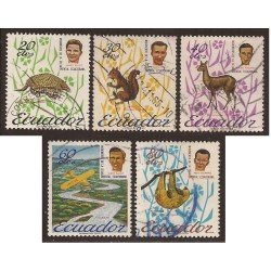 Ecuador 729/33 1965 Fauna Misioneros americanos Eliot Usados Ecuador 729/33 1965 Fauna Misioneros americanos Eliot Usados