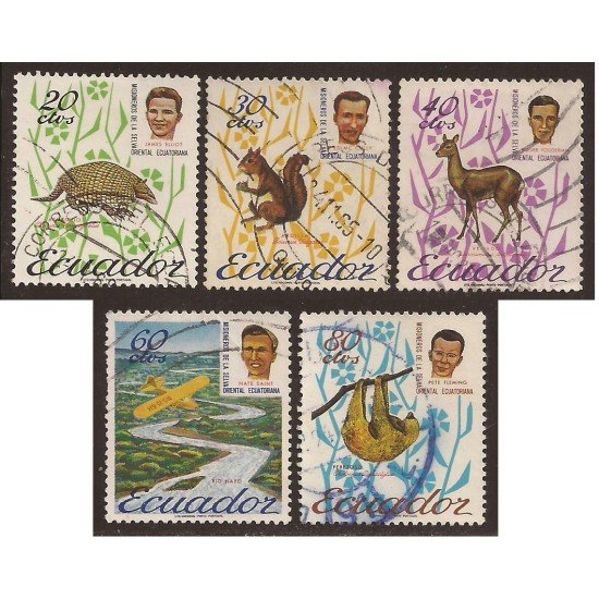 Ecuador 729/33 1965 Fauna Misioneros americanos Eliot Usados Ecuador 729/33 1965 Fauna Misioneros americanos Eliot Usados