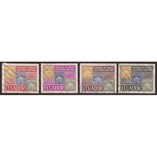 Ecuador 744/47 1965 Centenario de el sello Usados Ecuador 744/47 1965 Centenario de el sello Usados