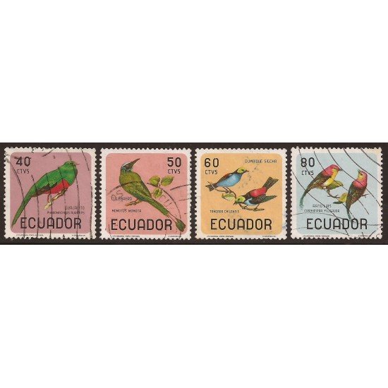 Ecuador 748/51 1966 pájaros bird Quetzal Tangara Pygargue Usados Ecuador 748/51 1966 pájaros bird Quetzal Tangara Pygargue Usados