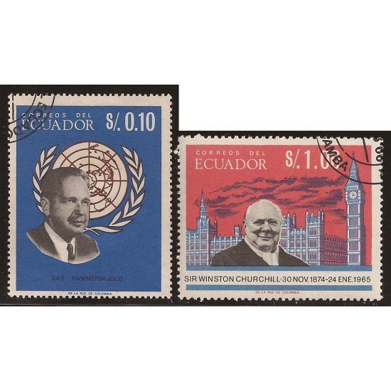 Ecuador 757/58 1967 Churchill Dag Hammarskjöld Usados Ecuador 757/58 1967 Churchill Dag Hammarskjöld Usados