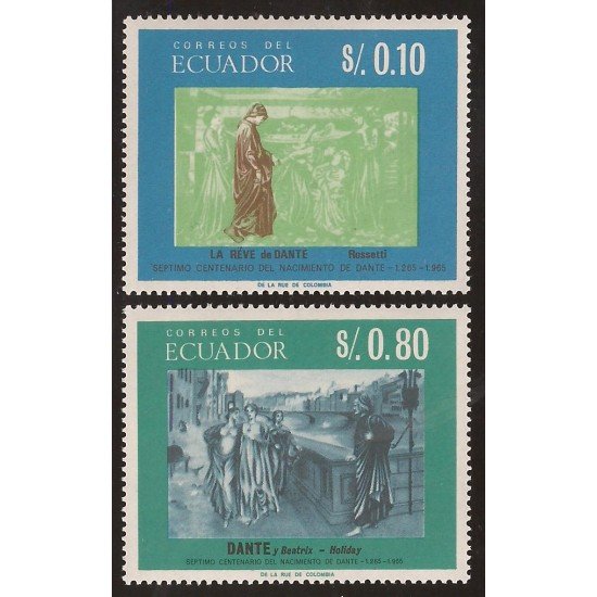 Ecuador 760/61 1967 Dante Pintura Picture MNH Ecuador 760/61 1967 Dante Pintura Picture MNH