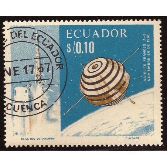 Ecuador 762 1967 Cooperación espacial Franco Americana Satélite A-1 Usado Ecuador 762 1967 Cooperación espacial Franco Americana Satélite A-1 Usado
