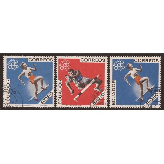 Ecuador 766/68 1967 Juegos oliímpicos Mexico Olimpic games  Fútbol Football Usad