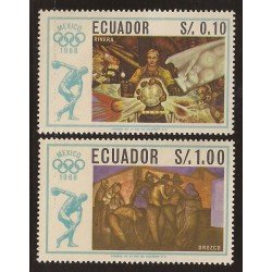 Ecuador 775/76 1967 Juegos olímpicos Olympic games Mexico Pintura Picture Rivera Ecuador 775/76 1967 Juegos olímpicos Olympic games Mexico Pintura Picture Rivera