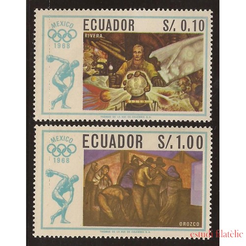 Ecuador 775/76 1967 Juegos olímpicos Olympic games Mexico Pintura Picture Rivera