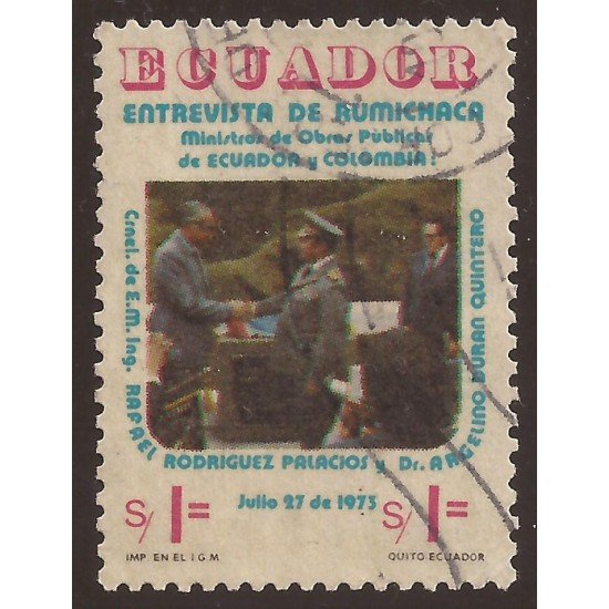 Ecuador 917 1975 Rumichaca Ministro Ecuador y Colombia Usado Ecuador 917 1975 Rumichaca Ministro Ecuador y Colombia Usado
