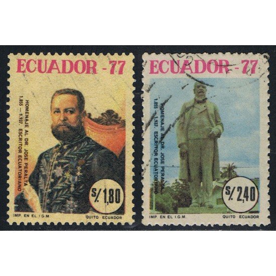Ecuador 964/65 1977 José Péralta Escritor Writer Usados Ecuador 964/65 1977 José Péralta Escritor Writer Usados
