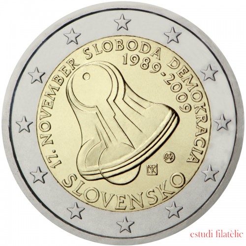Eslovaquia 2009 2 € euros conmemorativos Av 17  noviembre 1989 Campana Bell 
